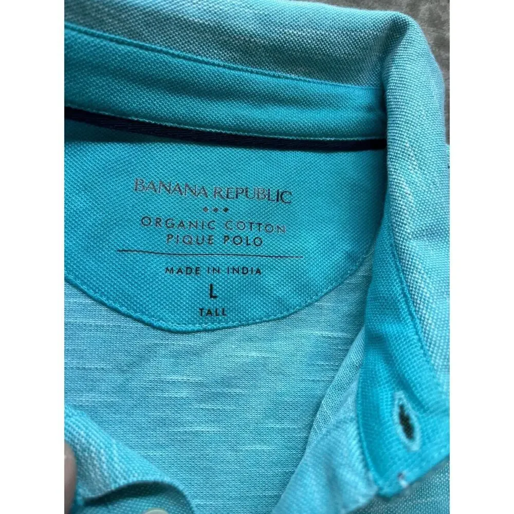 Banana Republic Pique Polo Shirt Short Sleeve Organic Cotton Mens Size L‎